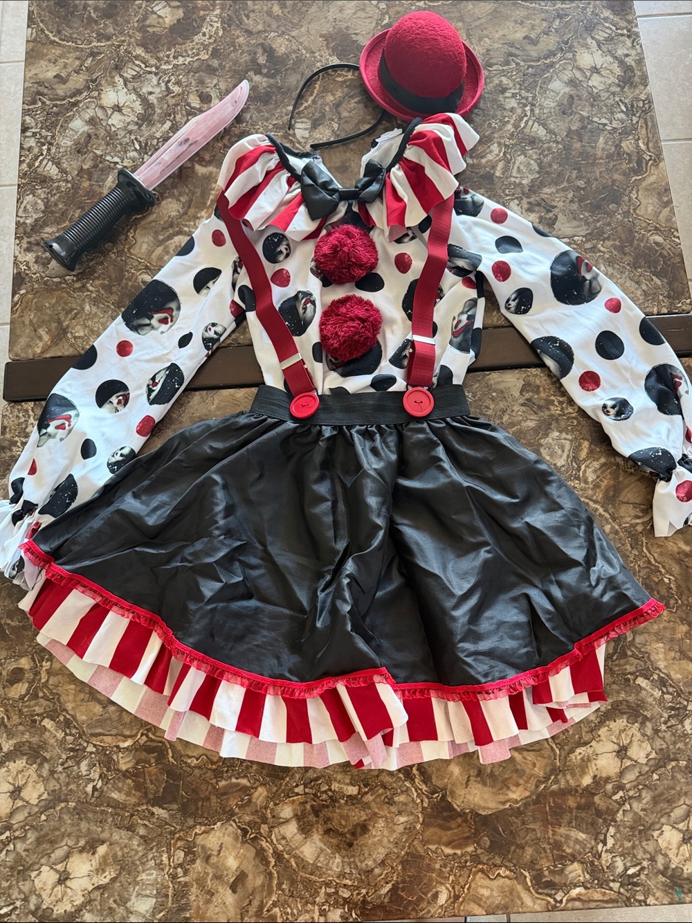 Girls Sinister Clown Halloween Costume size small 6/8